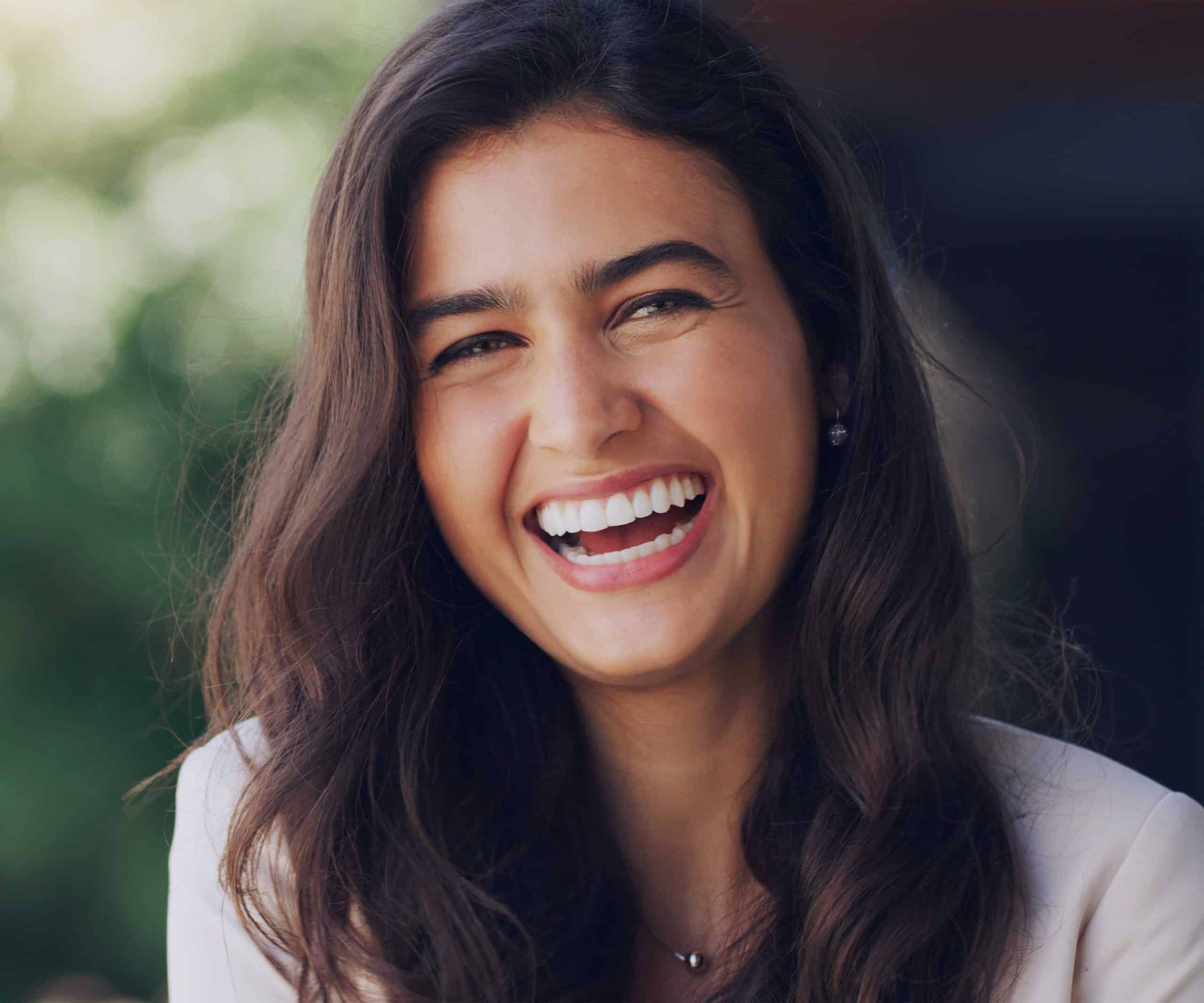 Close up of beautiful woman with ADHD smiling.