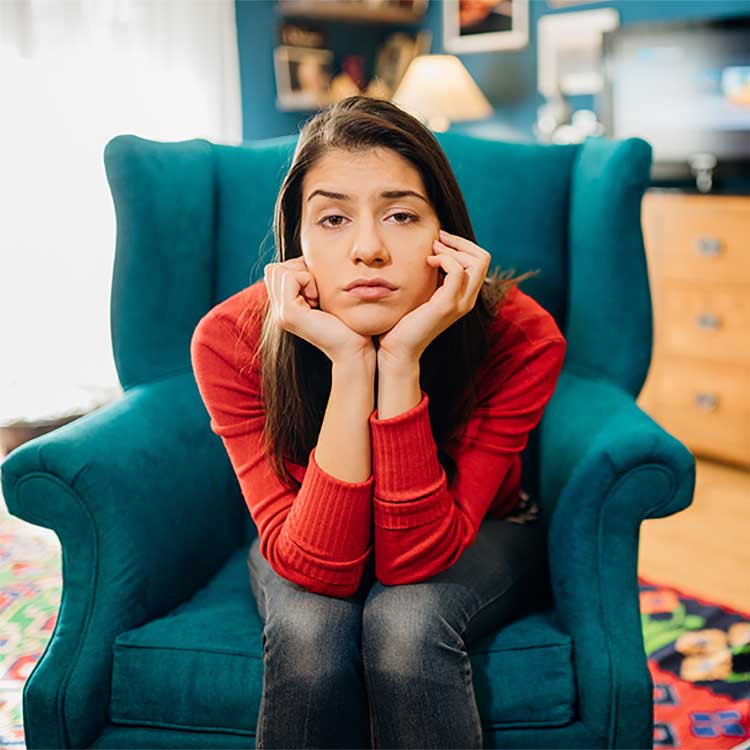 mood disorder sad woman in bad mood overthinking problems