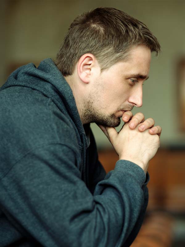 Adult male dealing with clinical depression