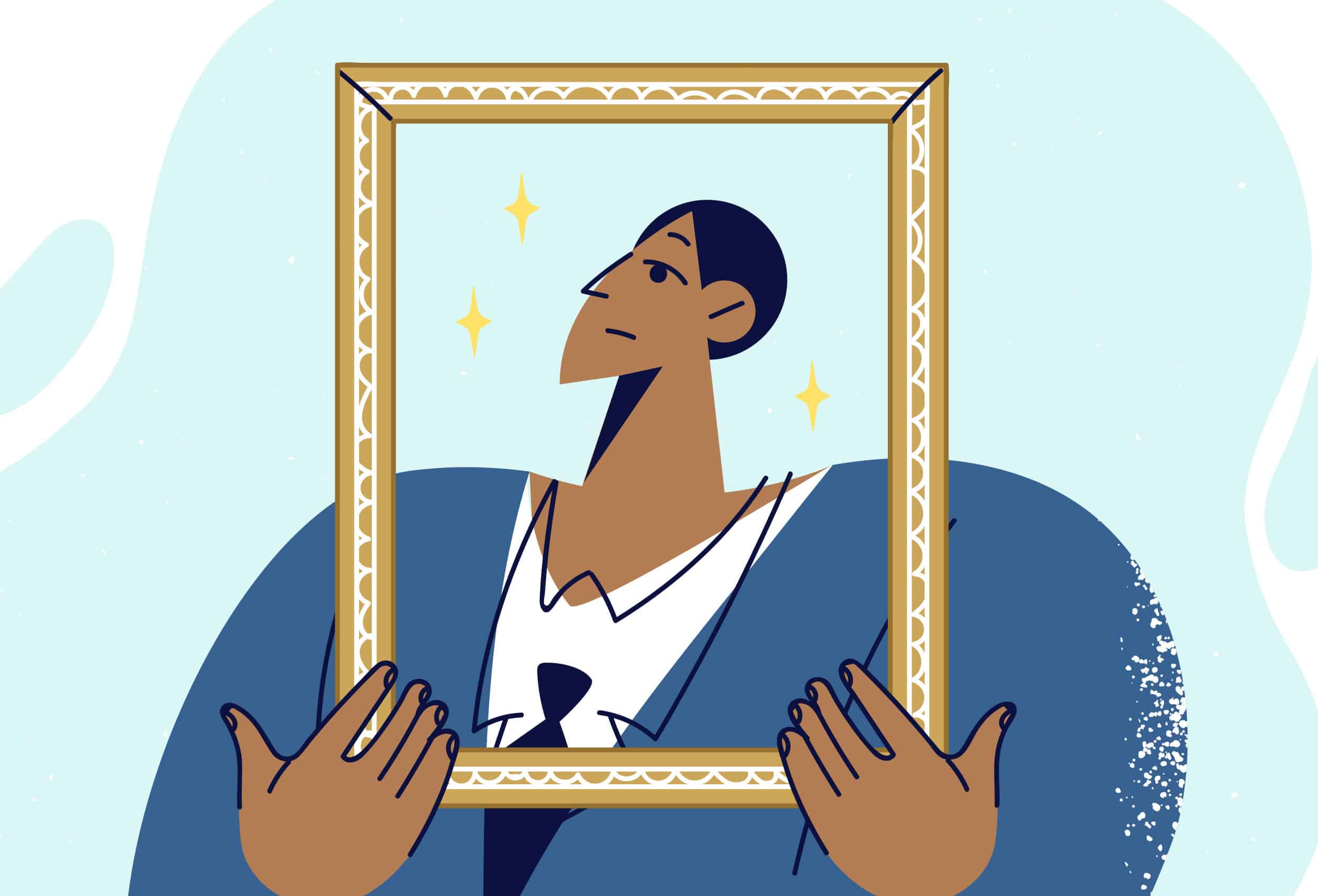 Illustration of man with narcissist personality disorder.