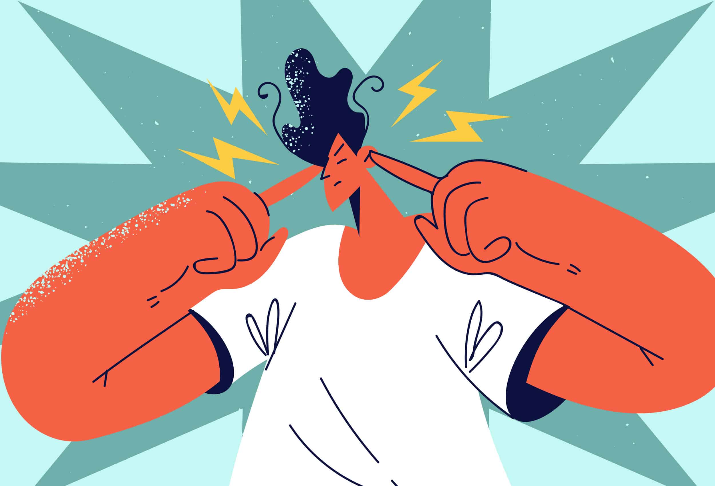 Illustration of woman with fingers in her ears in denial of Psychosis.