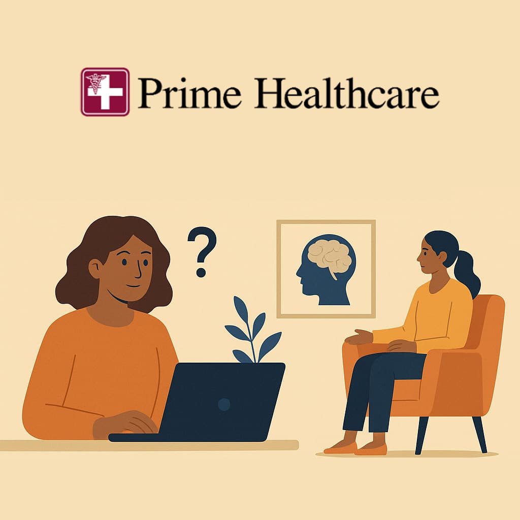 Prime Healthcare benefits verification with patient and care coordinator discussing mental health coverage